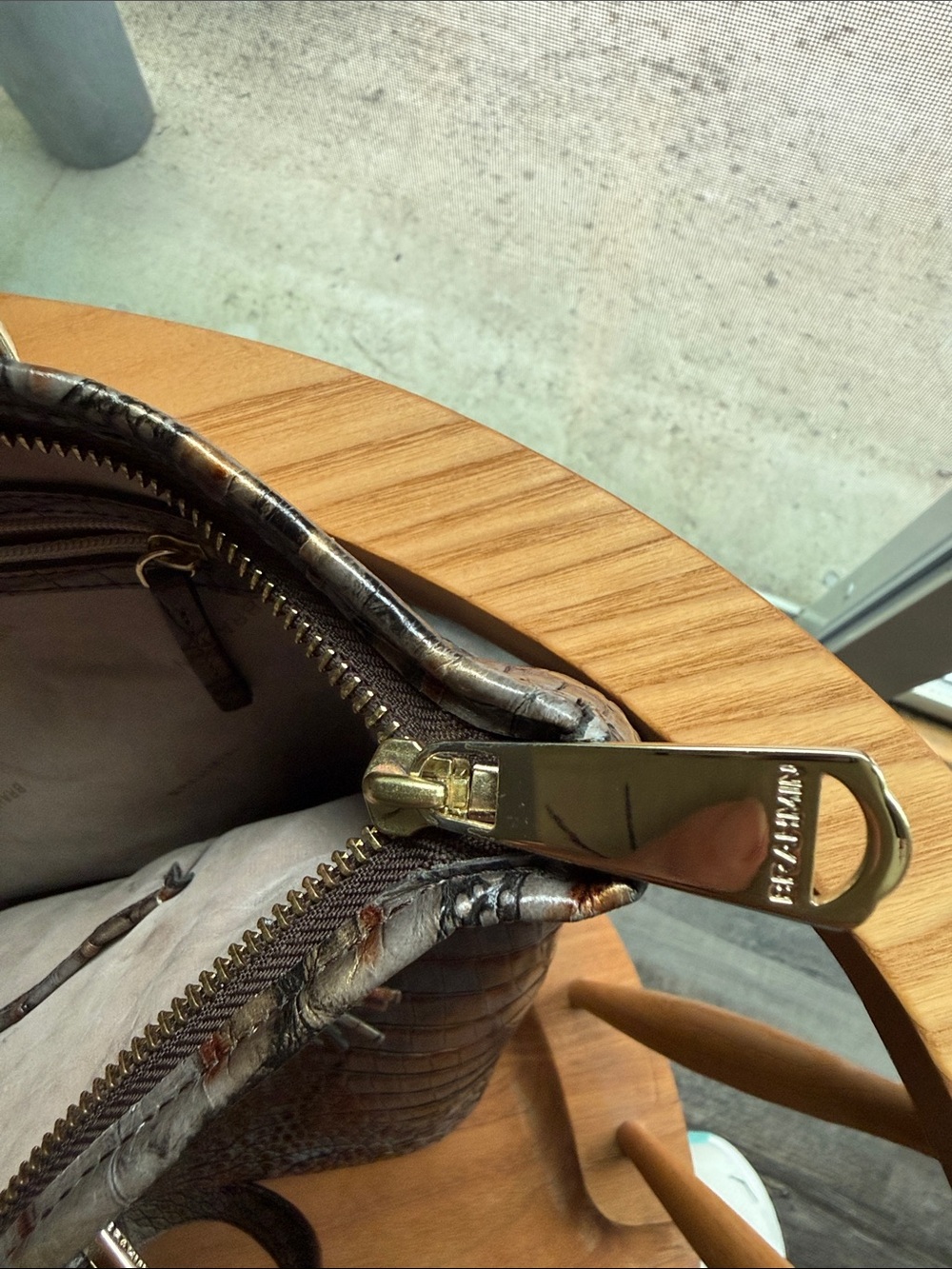 Brahmin Medium Asher Tote Pecan Melbourne Croc Embossed Leather Shoulder Bag - Picture 14 of 16